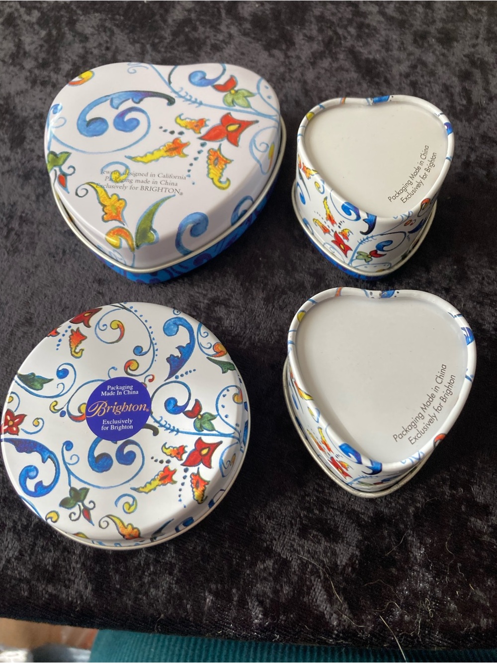 Brighton Blue, Gold & White Decorative Tin Set - Heart & Round - Picture 5 of 7